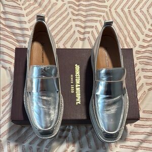 Johnston & Murphy Metallic Silver Loafers